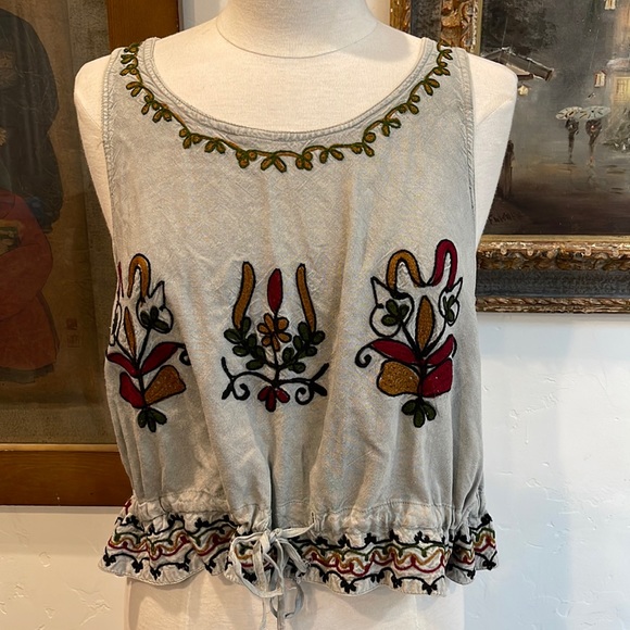 Sacred Threads embroidered tank top one size BoHo - Picture 1 of 3